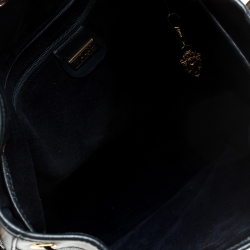 Pre Owned Gucci Black Web Leather Drawstring Bucket Bag