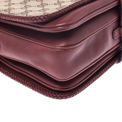 مملوكة مسبقًا حقيبة ماسنجر غوتشي مراكش كانفاس شراشيب GG بيج/ حمراء داكنة