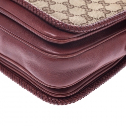 مملوكة مسبقًا حقيبة ماسنجر غوتشي مراكش كانفاس شراشيب GG بيج/ حمراء داكنة