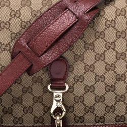 مملوكة مسبقًا حقيبة ماسنجر غوتشي مراكش كانفاس شراشيب GG بيج/ حمراء داكنة