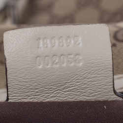 Pre Owned حقيبة غوتشي Nail Boston هورسبيت متوسطة جلد وكانفاس GG كريمية/ بيج