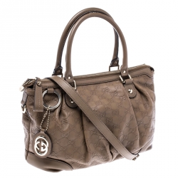 مملوكة مسبقًا حقيبة يد غوتشي سوكي جلد غوتشيسيما خضراء زيتونية