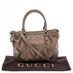 مملوكة مسبقًا حقيبة يد غوتشي سوكي جلد غوتشيسيما خضراء زيتونية