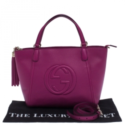 Pre Owned حقيبة غوتشي سوهو جلد محبب فوشيا