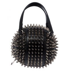 Pre Owned Gucci Black Leather Mini Spike Tifosa Bag
