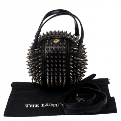 Pre Owned Gucci Black Leather Mini Spike Tifosa Bag