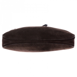 Pre Owned حقيبة كتف غوتشي هورسبيت جلد وسويدي بنية داكن