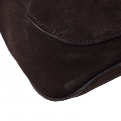 Pre Owned حقيبة كتف غوتشي هورسبيت جلد وسويدي بنية داكن