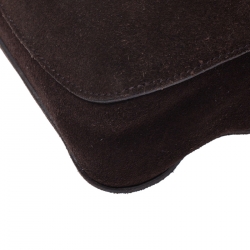 Pre Owned حقيبة كتف غوتشي هورسبيت جلد وسويدي بنية داكن