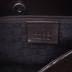 Pre Owned حقيبة كتف غوتشي هورسبيت جلد وسويدي بنية داكن