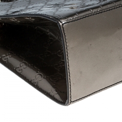 Pre Owned حقيبة كتف غوتشي سلسلة إميلي كبيرة جلد لامع غوتشيسيما خضراء زيتونية