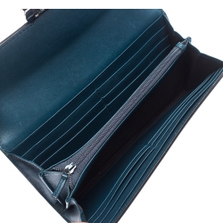 Gucci Dark Teal Patent Leather GG Icon Continental Wallet