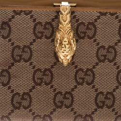 Gucci Beige GG Canvas  and Leather Dragon Head Flap Wallet