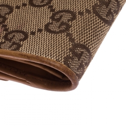 Gucci Beige GG Canvas  and Leather Dragon Head Flap Wallet