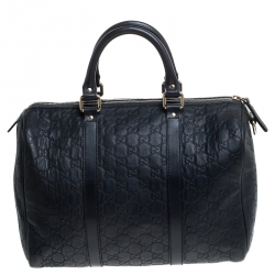 Pre Owned Gucci Navy Blue Guccissima Leather Medium Joy Boston Bag