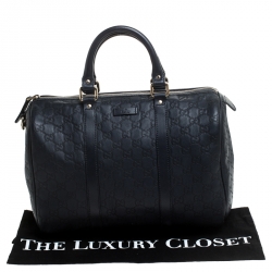 Pre Owned Gucci Navy Blue Guccissima Leather Medium Joy Boston Bag