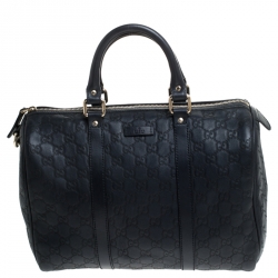 Pre Owned Gucci Navy Blue Guccissima Leather Medium Joy Boston Bag