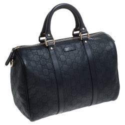 Pre Owned Gucci Navy Blue Guccissima Leather Medium Joy Boston Bag