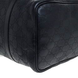 Pre Owned Gucci Navy Blue Guccissima Leather Medium Joy Boston Bag