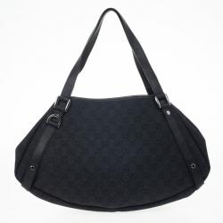 مملوكة مسبقًا Gucci Black Monogram Abbey Medium Hobo
