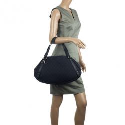 مملوكة مسبقًا Gucci Black Monogram Abbey Medium Hobo