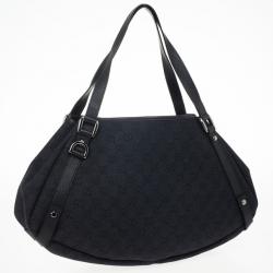 مملوكة مسبقًا Gucci Black Monogram Abbey Medium Hobo