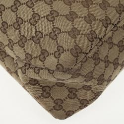 Pre Owned Gucci Beige/Ebony GG Canvas Horsebit Large Hobo Bag