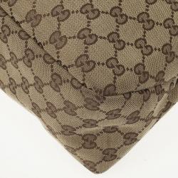 Pre Owned Gucci Beige/Ebony GG Canvas Horsebit Large Hobo Bag