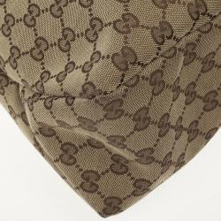 Pre Owned Gucci Beige/Ebony GG Canvas Horsebit Large Hobo Bag