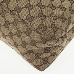 Pre Owned Gucci Beige/Ebony GG Canvas Horsebit Large Hobo Bag