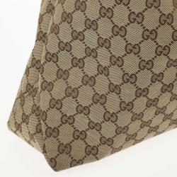 Pre Owned Gucci Beige/Ebony GG Canvas Horsebit Large Hobo Bag