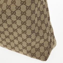 Pre Owned Gucci Beige/Ebony GG Canvas Horsebit Large Hobo Bag
