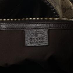 Pre Owned Gucci Beige/Ebony GG Canvas Horsebit Large Hobo Bag