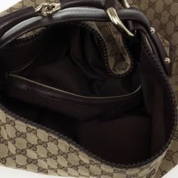 Pre Owned Gucci Beige/Ebony GG Canvas Horsebit Large Hobo Bag