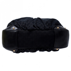 Pre Owned  GG حقيبة يد هوبو غوتشي جوكي كانفاس سوداء كبيرة