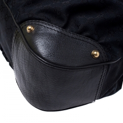 Pre Owned  GG حقيبة يد هوبو غوتشي جوكي كانفاس سوداء كبيرة