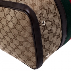 Pre Owned حقيبة بوسطن غوتشي فينتاج ويب جي جي كانفاس بيج/ بني متوسطة