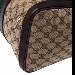 Pre Owned حقيبة بوسطن غوتشي فينتاج ويب جي جي كانفاس بيج/ بني متوسطة