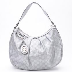 مملوكة مسبقًا Gucci Silver Guccussima Leather Sukey Medium Hobo
