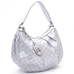 مملوكة مسبقًا Gucci Silver Guccussima Leather Sukey Medium Hobo
