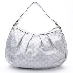 مملوكة مسبقًا Gucci Silver Guccussima Leather Sukey Medium Hobo