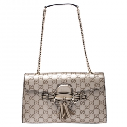 مملوكة مسبقًا Gucci Beige Guccissima Leather Medium Emily Chain Shoulder Bag