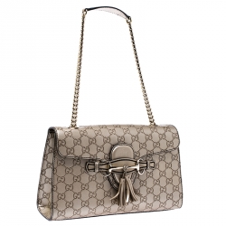 مملوكة مسبقًا Gucci Beige Guccissima Leather Medium Emily Chain Shoulder Bag