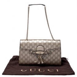 مملوكة مسبقًا Gucci Beige Guccissima Leather Medium Emily Chain Shoulder Bag
