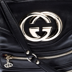 Pre Owned Gucci Black Leather Britt Messenger Bag
