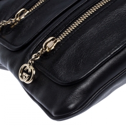Pre Owned Gucci Black Leather Britt Messenger Bag