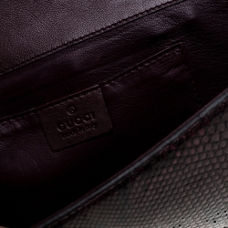 Pre Owned Gucci Burgundy/Black Snakeskin G Night Flap Clutch