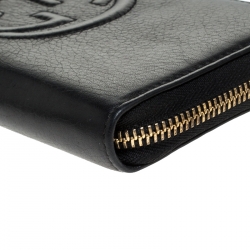 Gucci Black Leather Tassel Zip Around Wallet