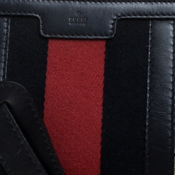 Pre Owned Gucci Blue GG Canvas and Leather Web Messenger Bag