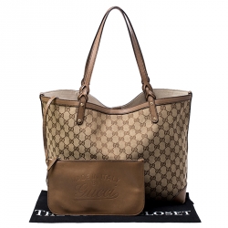 مملوكة مسبقًا Gucci Beige GG Canvas and Leather Craft Original Tote 